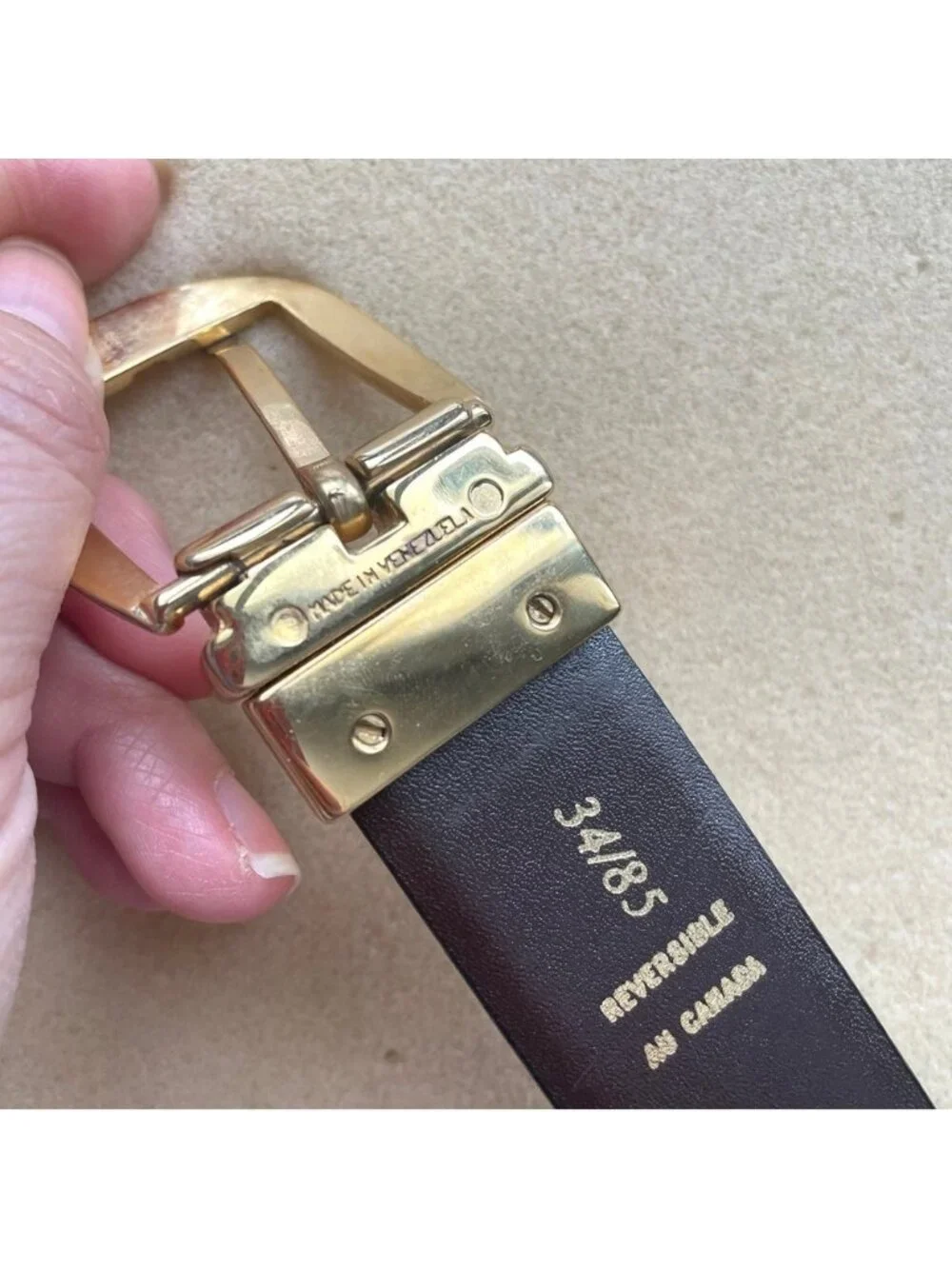 Vintage Black / Brown Reversible Dress Belt - 34” / 85cm